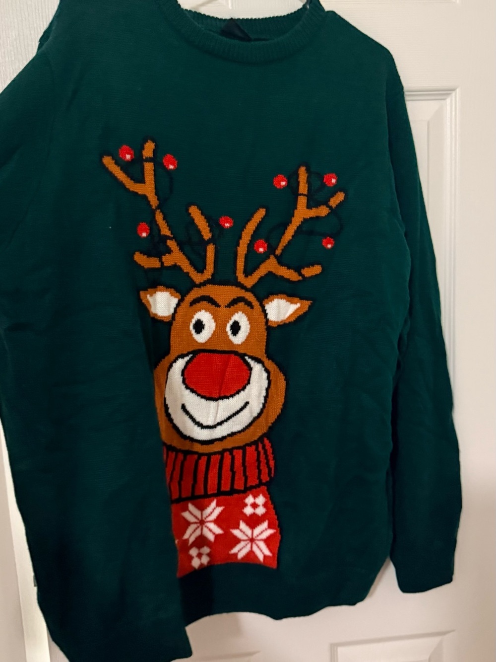 Women’s Green Reindeer Crewneck Sweater